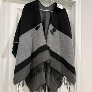 Elegant Black and Gray Women's Poncho